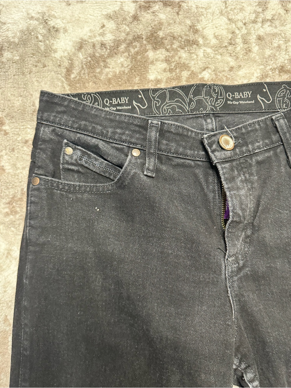 Wrangler Q-Baby Womens Size 9/10x32 Mid Rise Bootcut Jeans Black Cowgirl Flaw